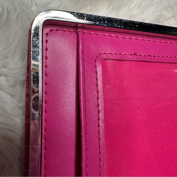Clutch Wallet Faux Embossed Crocodile Print Pink - Picture 12 of 16